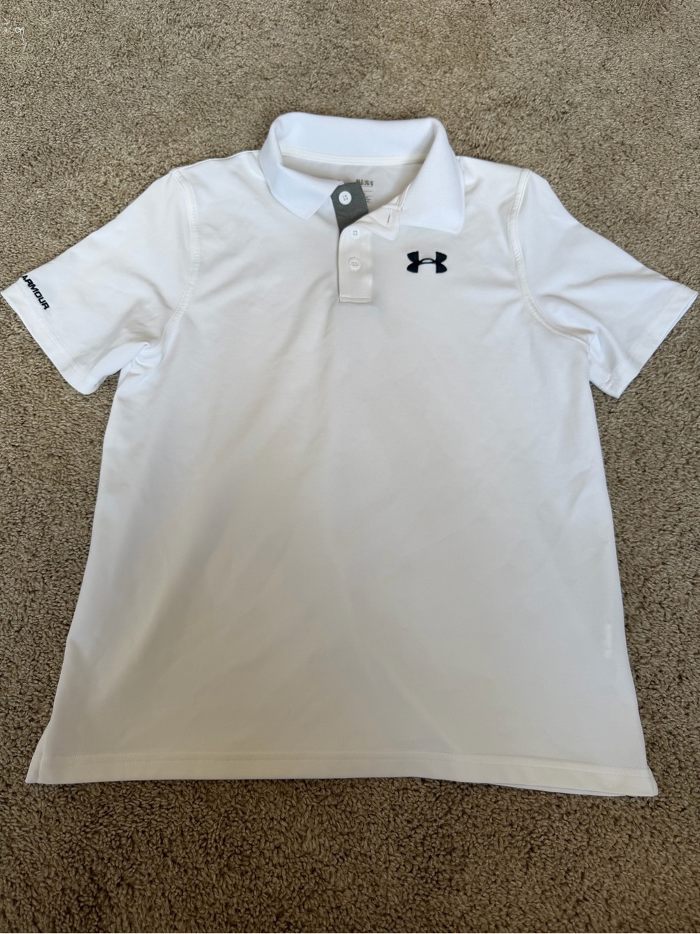 Under Armour White HeatGear Polo with Black Logo